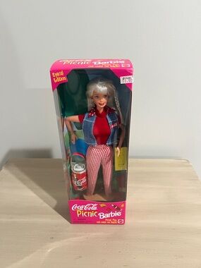 Vintage 1997 Barbie Coca-Cola Picnic Doll in Pink, Red, White New in Box